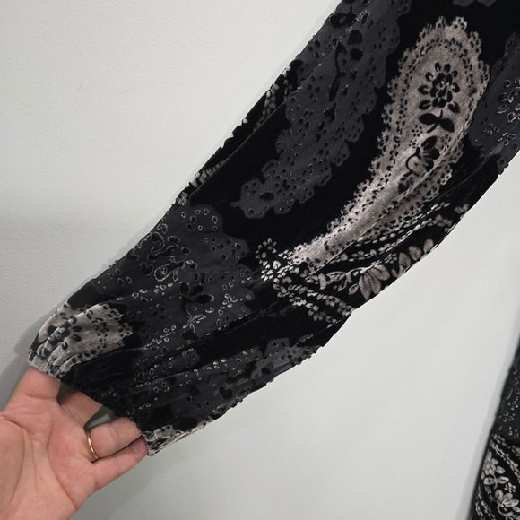 Velvet Burnout Mini Dress Black Babydoll Sweetheart Fairy Grunge Whimsigoth - Picture 3 of 13